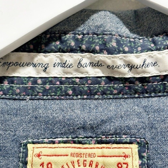 TRIPLE FAT GOOSE Men’s Blue Denim Chambray Embroidered Long Sleeve Shirt Sz 3XL - Picture 7 of 12